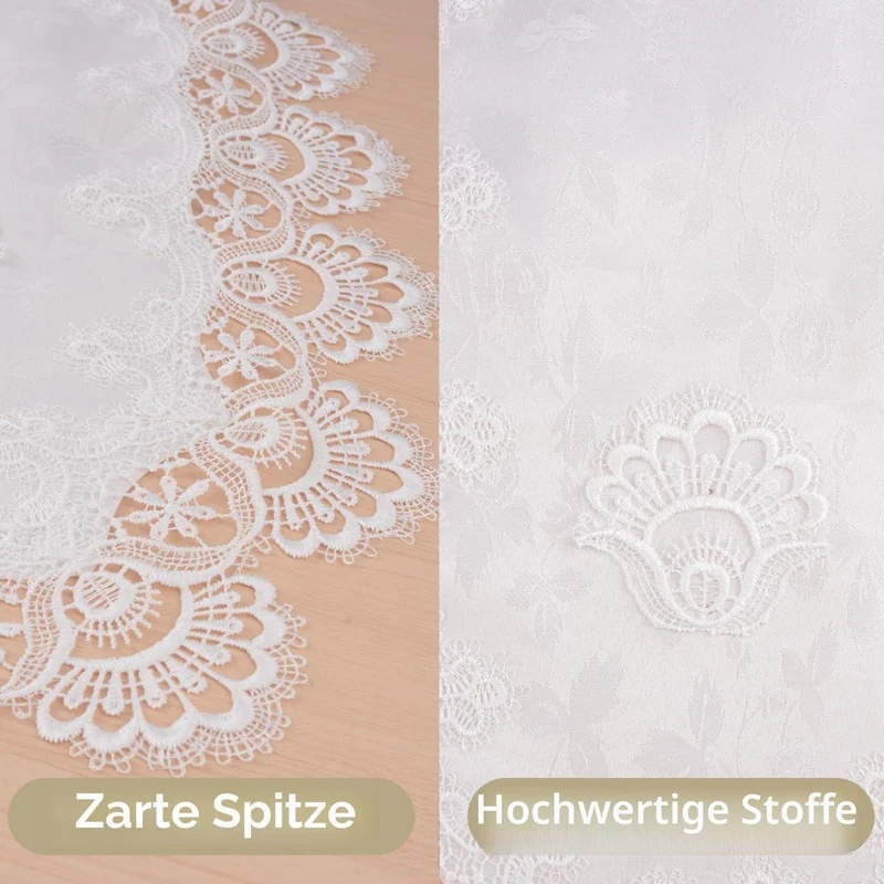 Ovaler Tischläufer Spitze 40x90cm – Gestickte Tischdecke Weiß