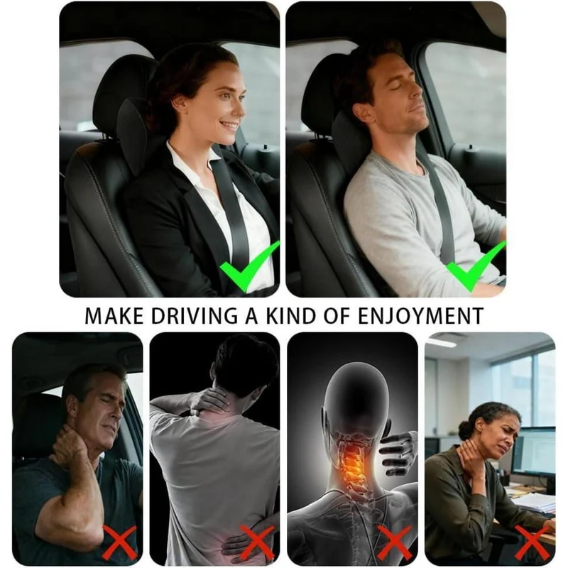 Auto Nackenkissen mit Memory Foam & Verstellbarem Gurt