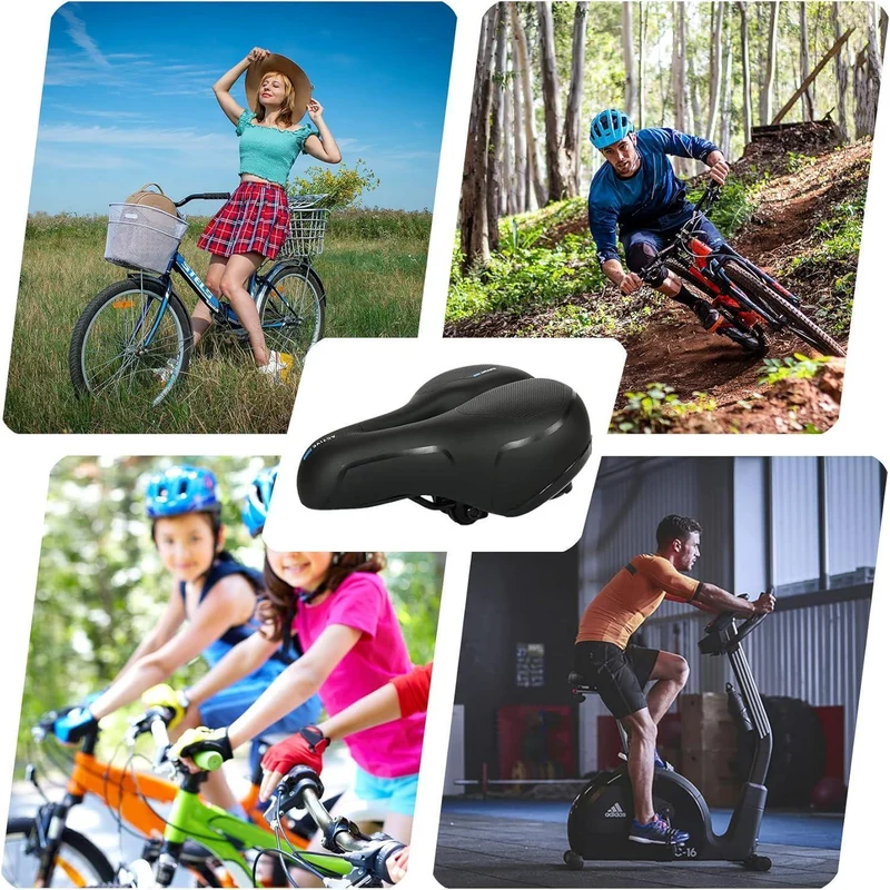 Bequemer Fahrradsattel mit Doppelfeder, blau