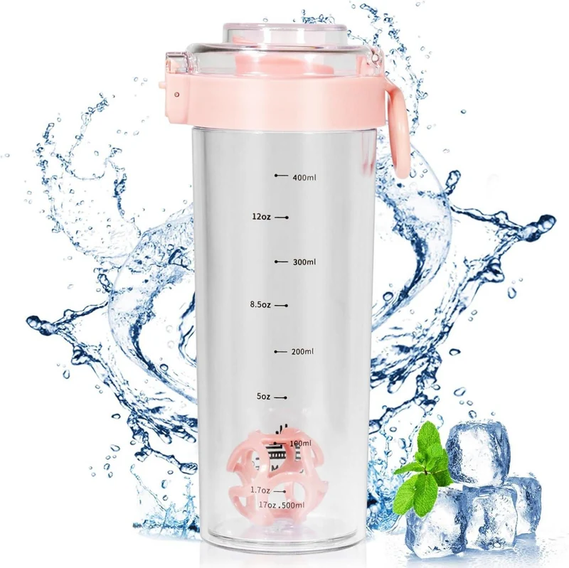 Protein Shaker 500ml BPA-frei Rosa - Fitness Shake Becher