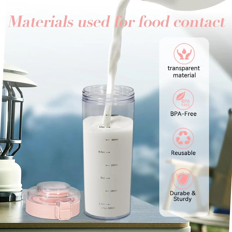 Protein Shaker 500ml BPA-frei Rosa - Fitness Shake Becher
