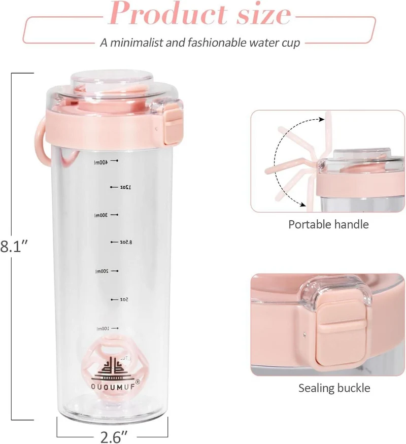 Protein Shaker 500ml BPA-frei Rosa - Fitness Shake Becher