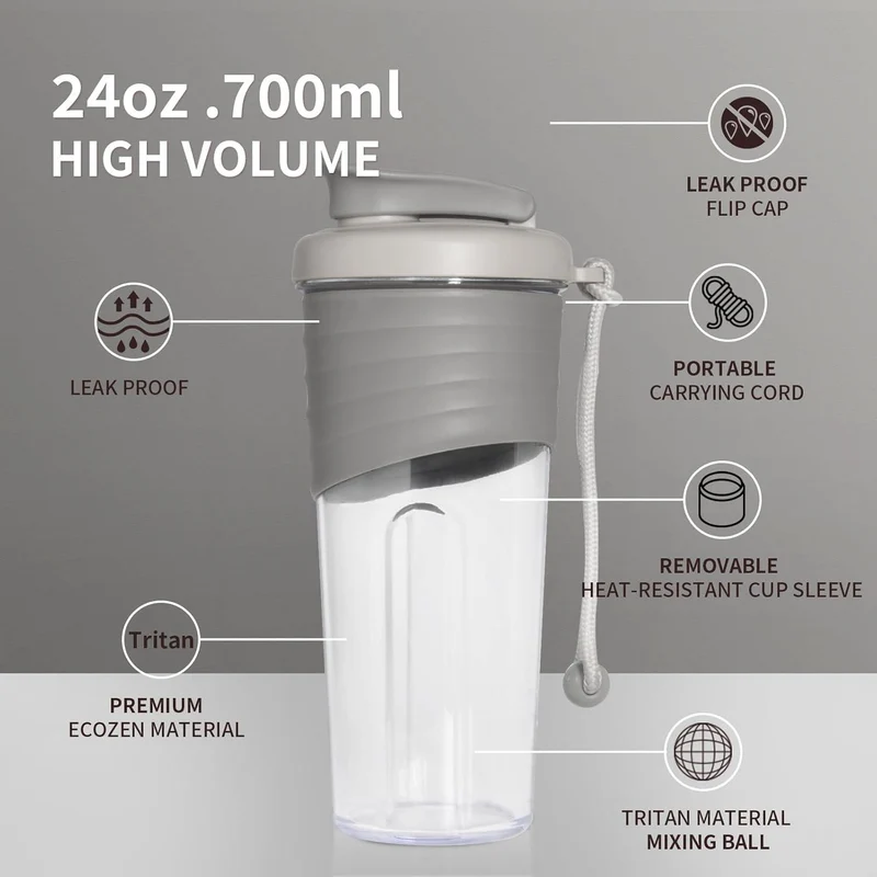 Protein Shaker 700ml Tritan Flasche BPA-free Silikongriff