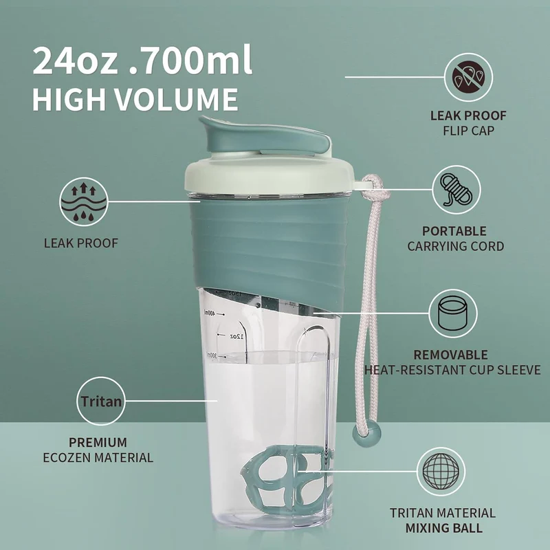 Protein Shaker 700ml Tritan BPA-frei Silikongriff - Blau