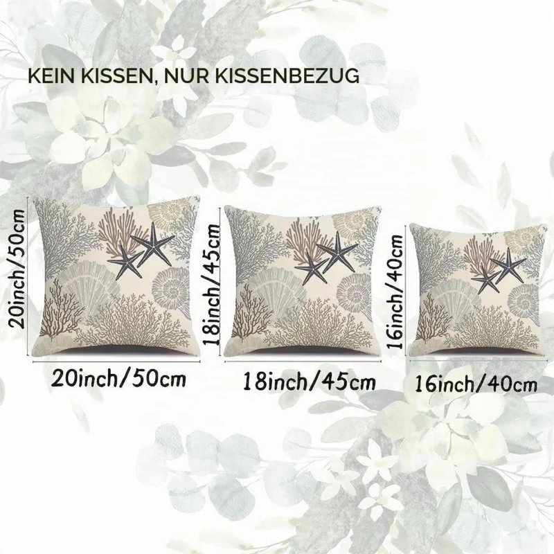 2x Kissenbezug 50x50 cm Maritim Seestern – Wasserfest & Dekorativ