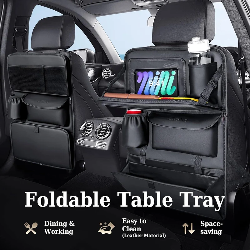 Auto Organizer Rücksitz Nappa Leder mit Tablet Halter & Tablett
