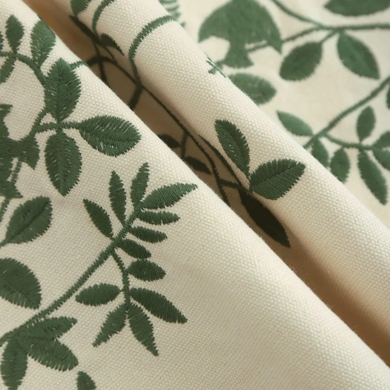 Bestickte Kissenbezüge 45x45cm - Grüne Blätter & Blumenmuster