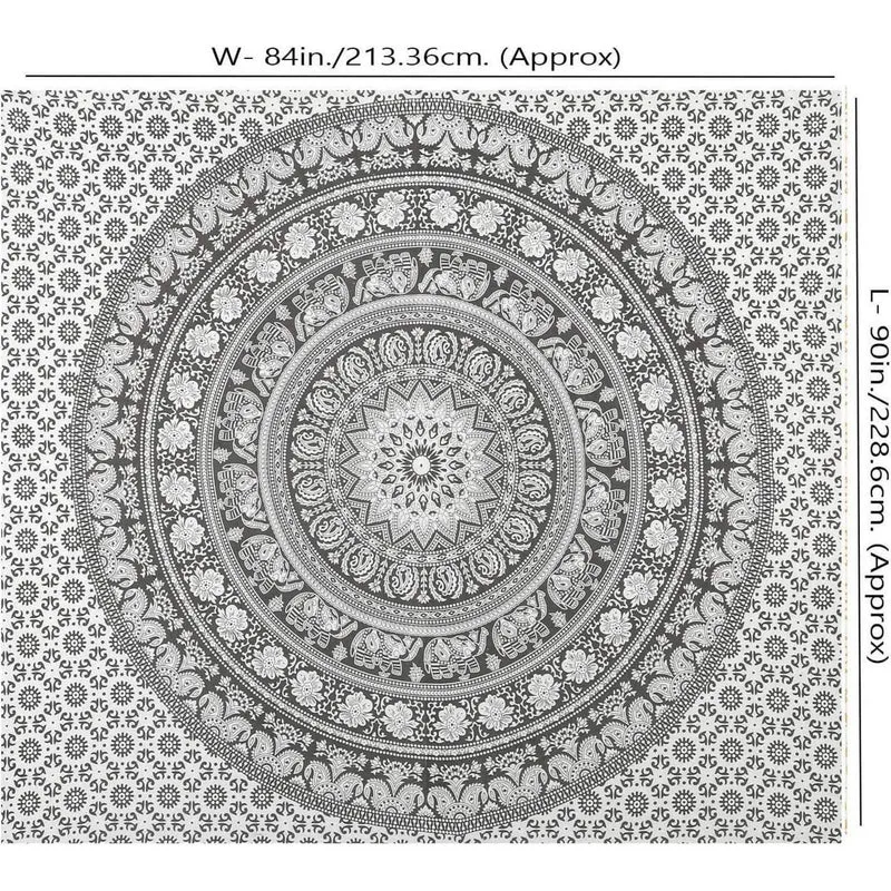 Mandala Wandteppich Baumwolle Grau 230x213 cm