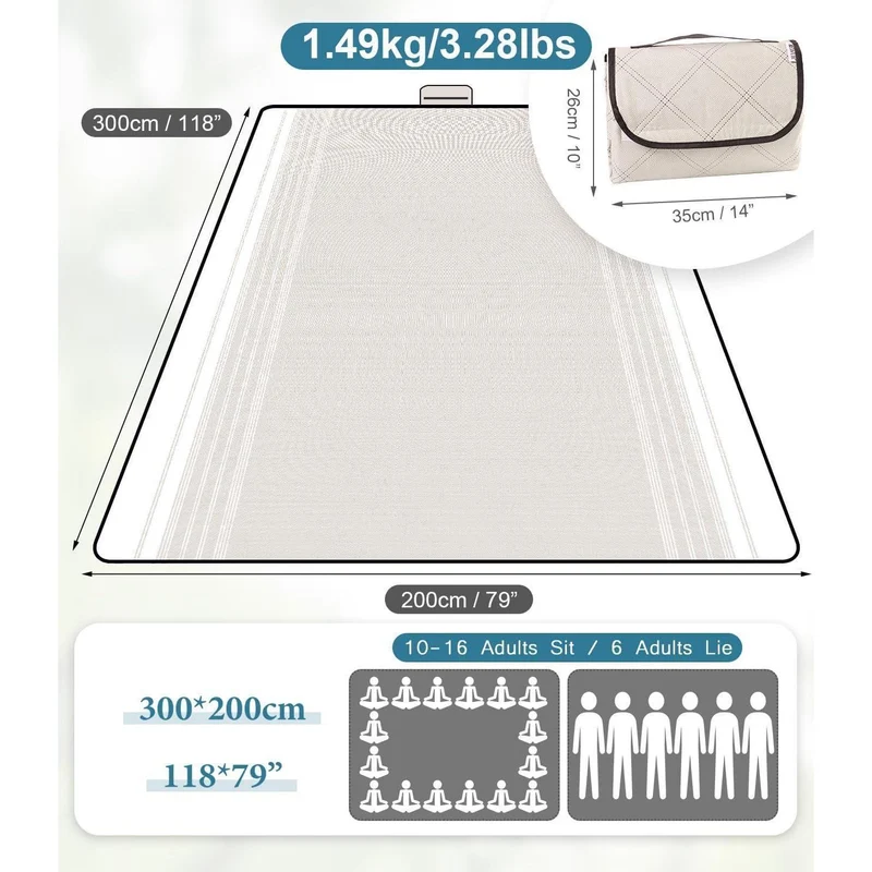Wasserdichte Picknickdecke 300x200 cm – Sandfrei & Isoliert