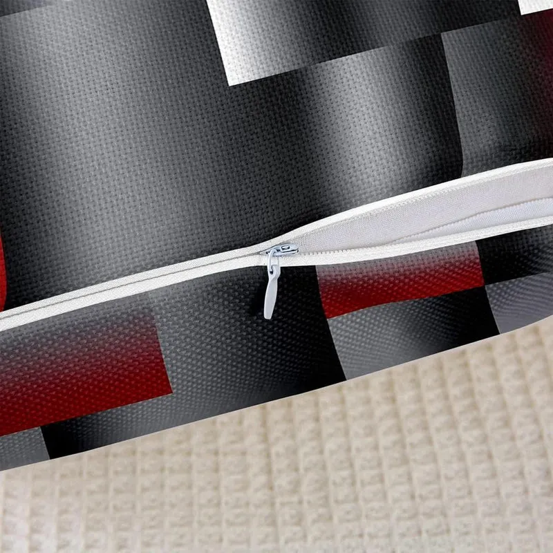 2er Set Geometrische Kissenbezüge 50x50cm Rot Grau Schwarz