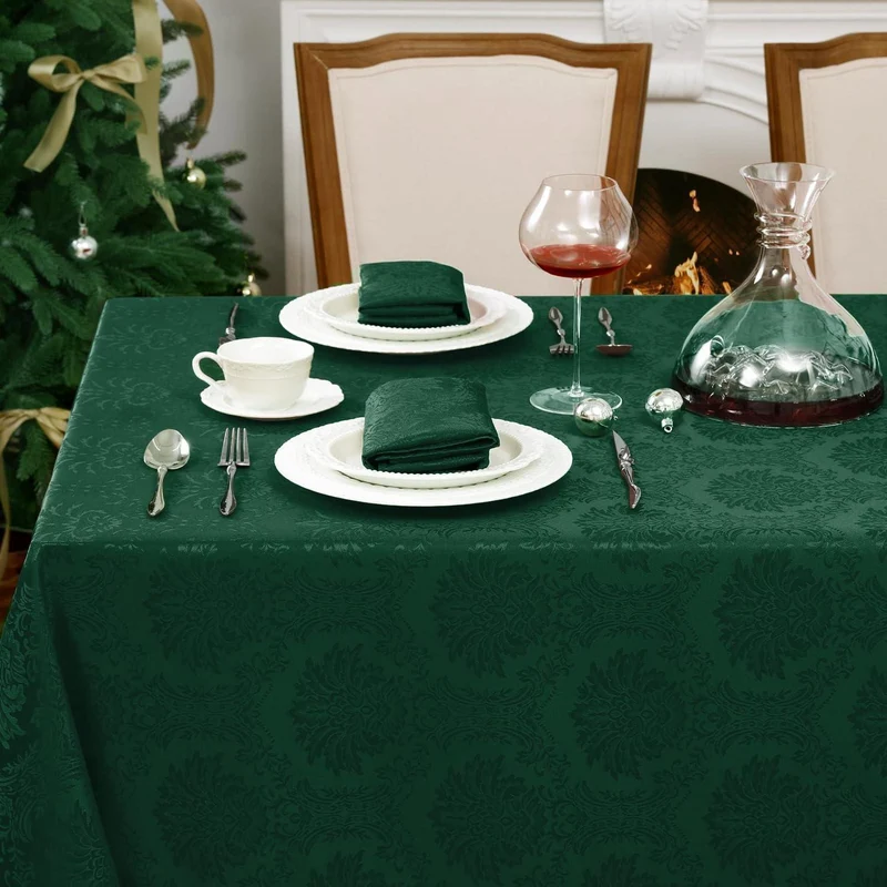 Grüne Tischdecke Romanstil Weihnachten 140x240 cm, Wasserabweisend