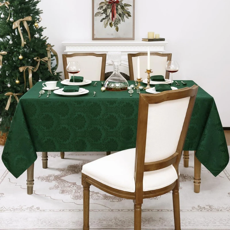 Grüne Tischdecke Romanstil Weihnachten 140x240 cm, Wasserabweisend