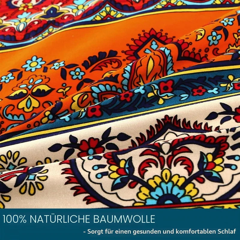 Bettwäsche-Set 220x240 Baumwolle, Ästhetisch Bunt Vintage
