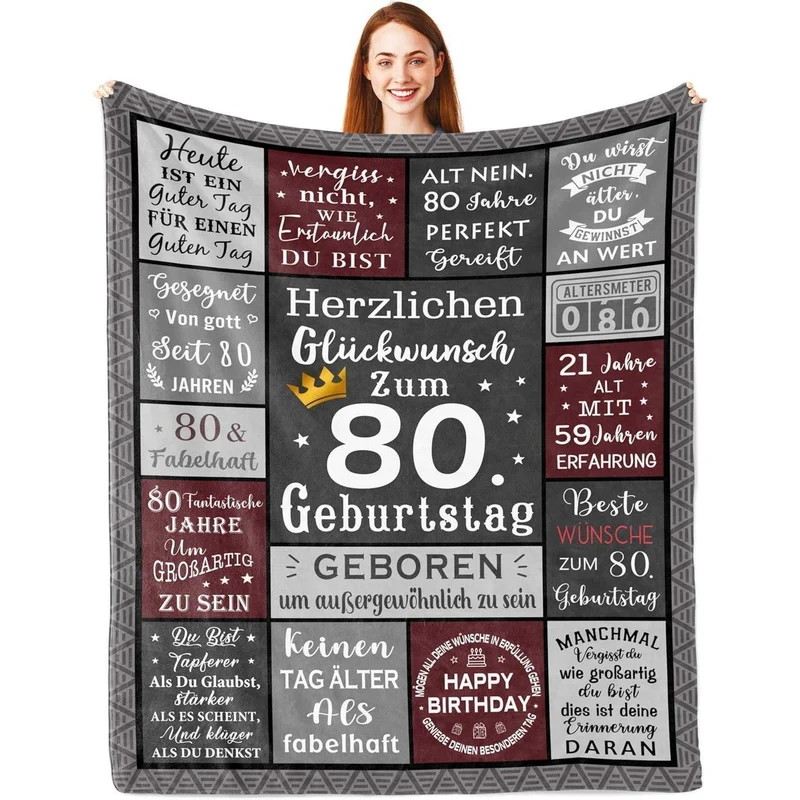80. Geburtstag Geschenk für Mann - Kuscheldecke 200x150cm Jahrgang 1945