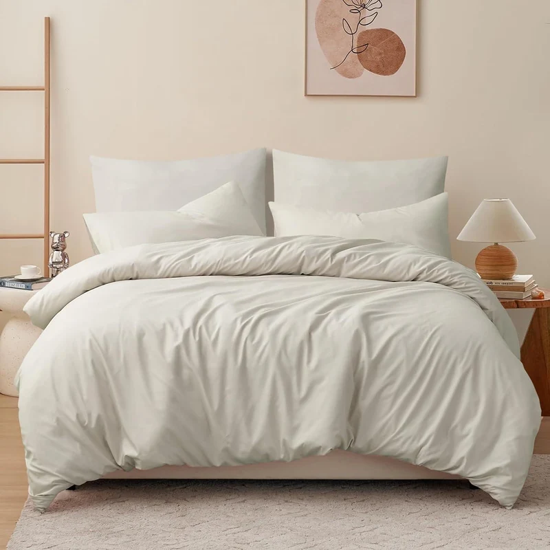 Bettwäsche-Set 200x220cm 3-teilig Beige Mikrofaser