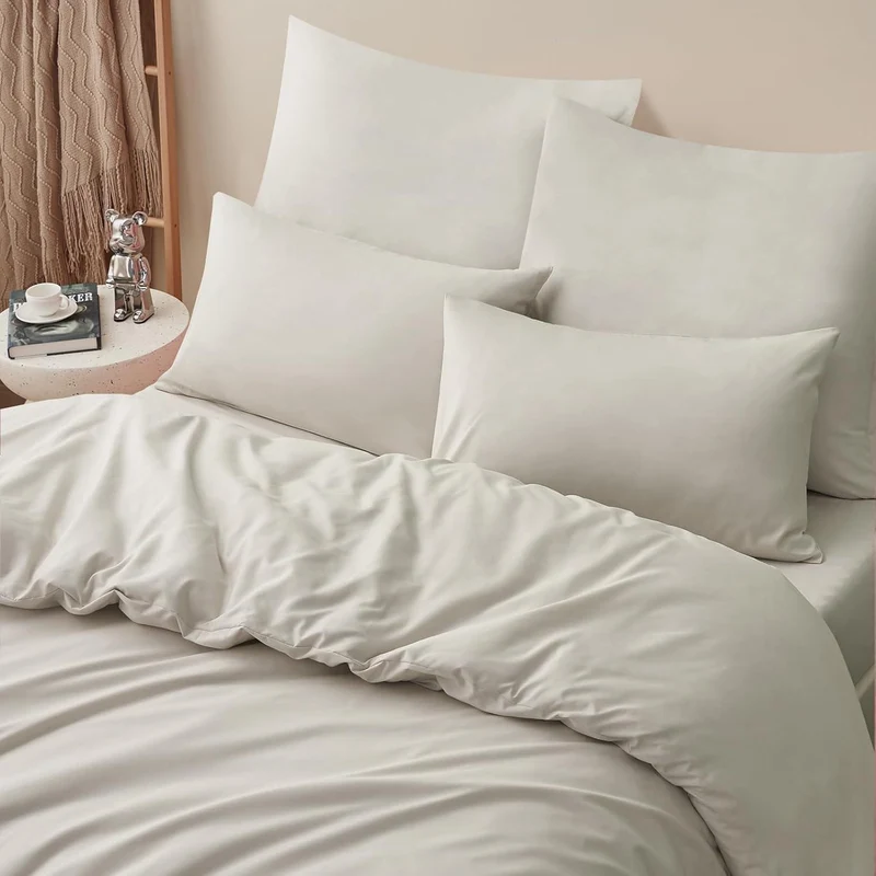 Bettwäsche-Set 200x220cm 3-teilig Beige Mikrofaser