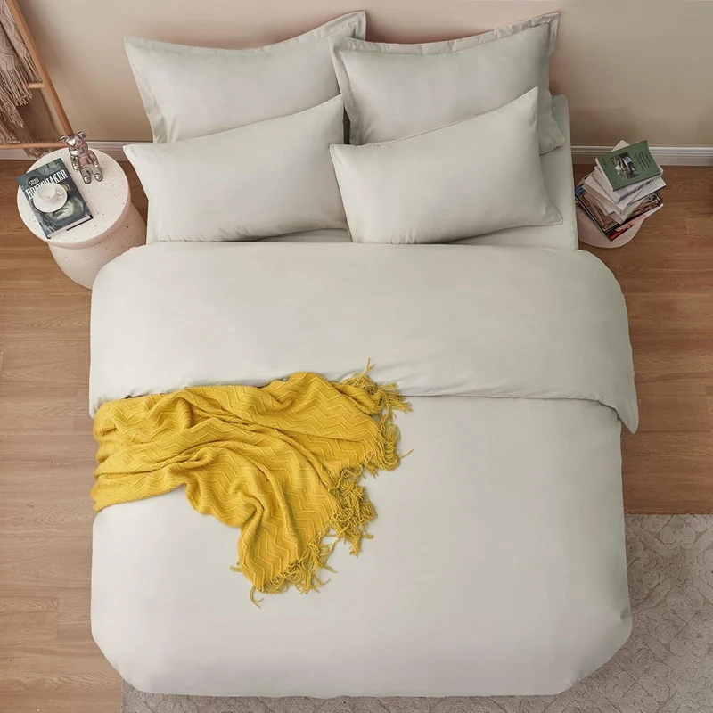 Bettwäsche-Set 200x220cm 3-teilig Beige Mikrofaser