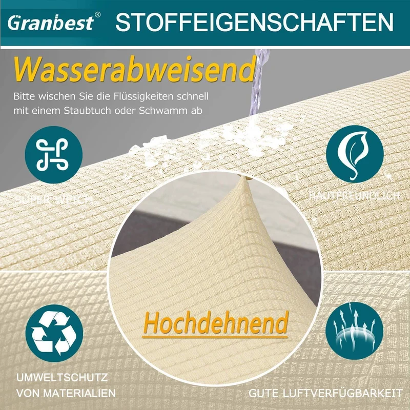 Stretch Sofabezug 2 Sitzer Beige – Wasserdicht & Elastisch