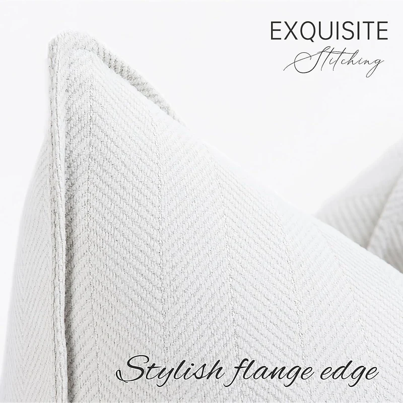 Chenille Kissenbezüge 60x60 cm - 2er Set - Creme