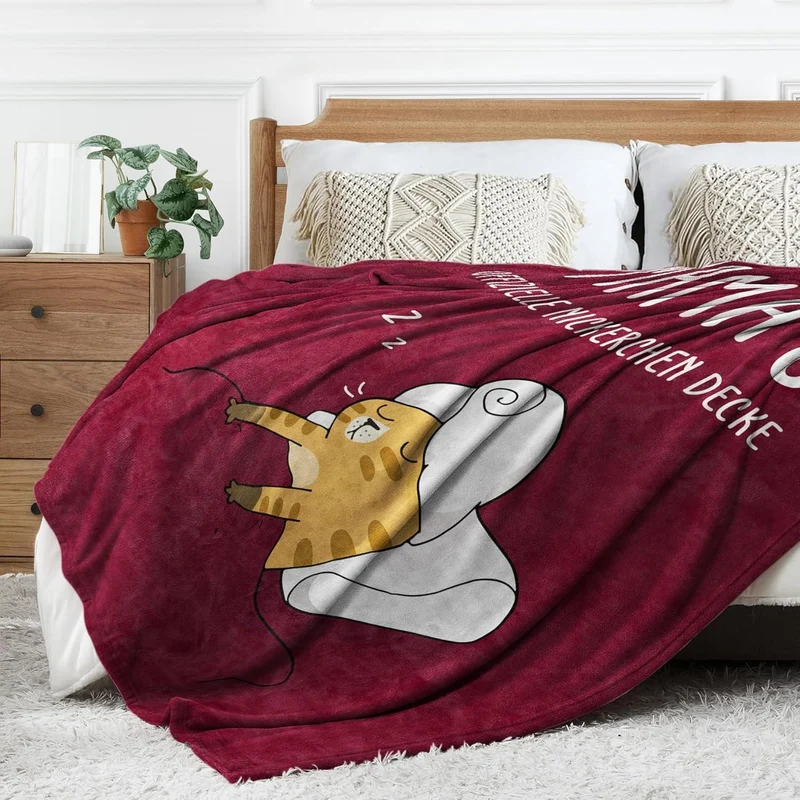 Kuscheldecke für Mama – Weiche Flanelldecke, Burgunderrot